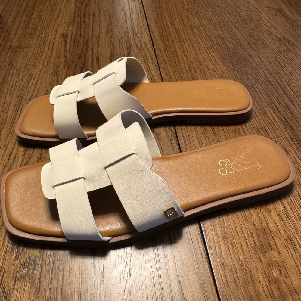 Franco Sarto Cream Slide Sandals